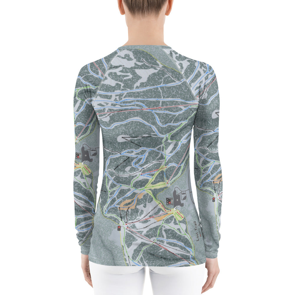 Lost Trail, Montana Ski Trail Map Women's Base Layer Top - Powderaddicts