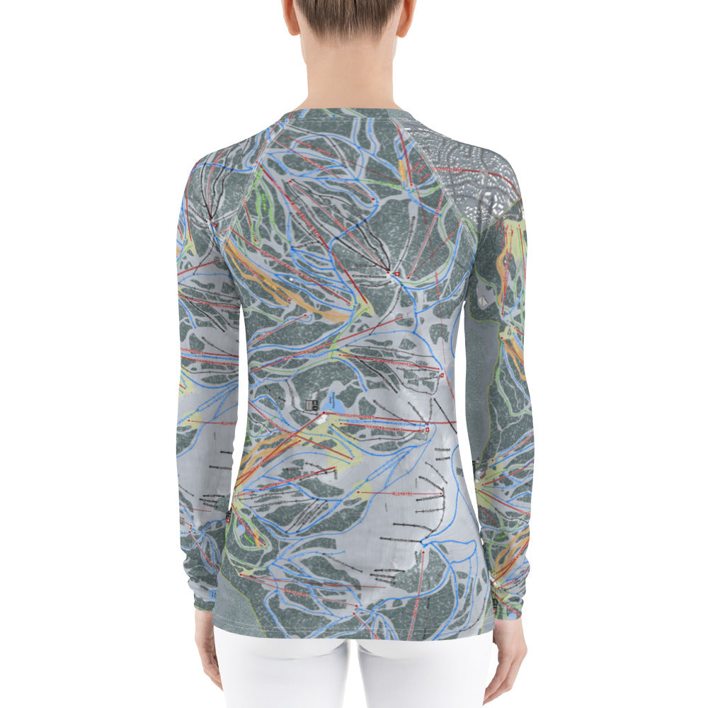 Mammoth Mountain, California Ski Trail Map Women&#39;s Base Layer Top - Powderaddicts