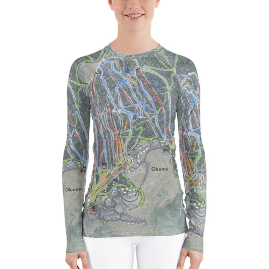 Okemo, Vermont Ski Trail Map Women's Base Layer Top - Powderaddicts