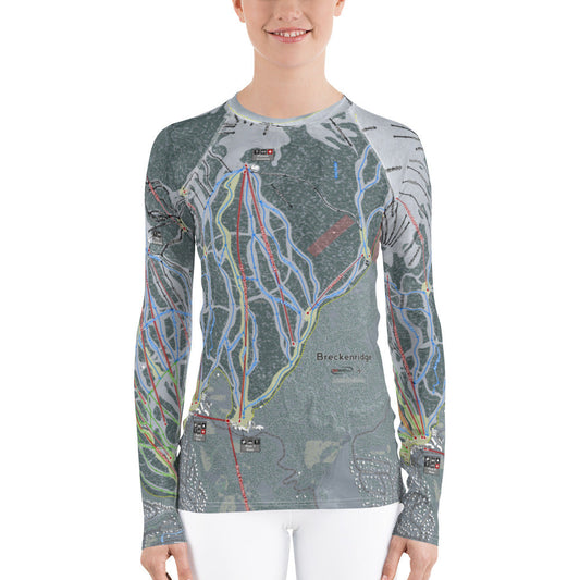 Breckenridge, Colorado Ski Trail Map Women's Base Layer Top - Powderaddicts