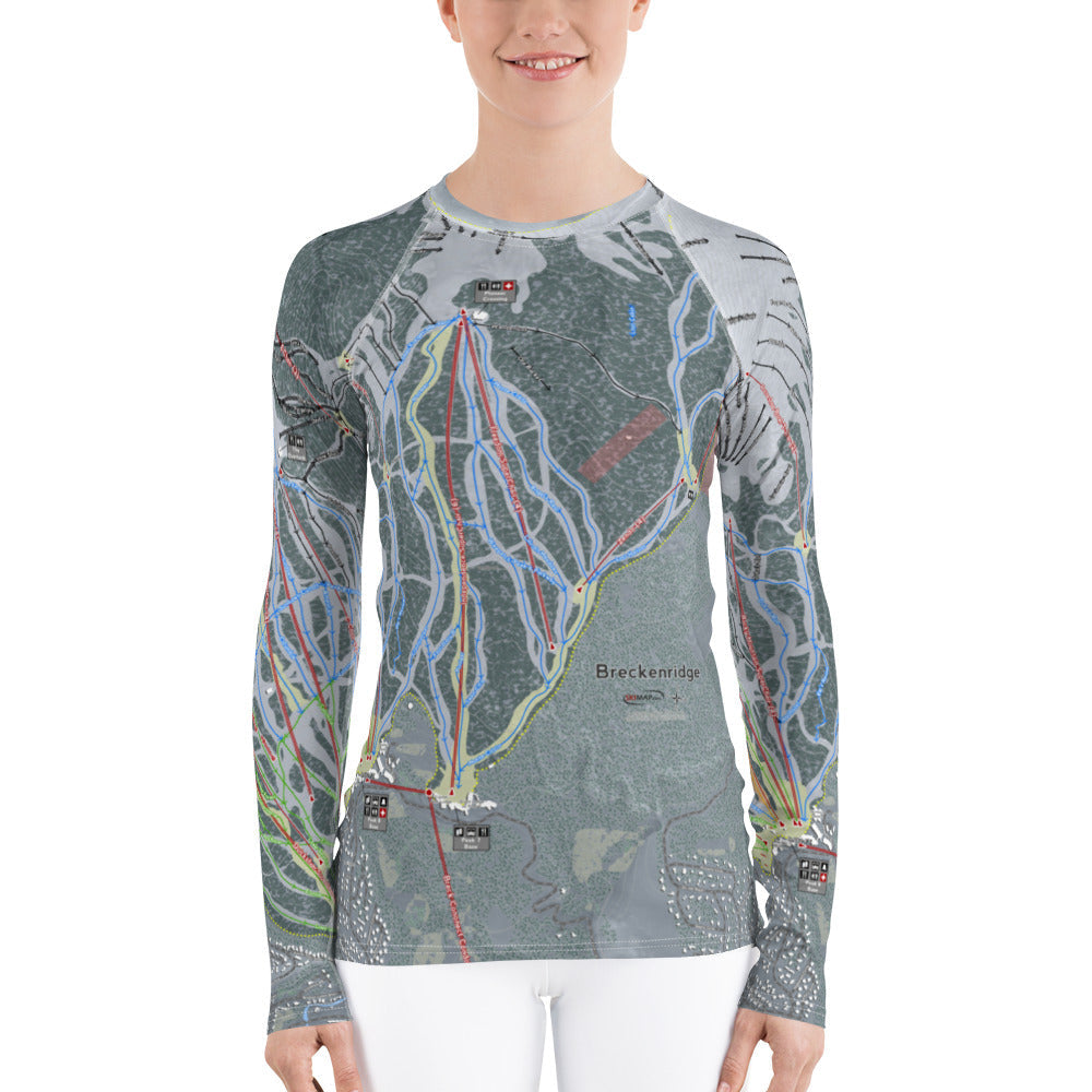 Breckenridge, Colorado Ski Trail Map Women's Base Layer Top - Powderaddicts