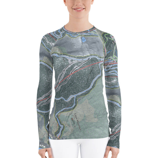 Loon Mountain, New Hampshire Ski Trail Map Women's Base Layer Top - Powderaddicts