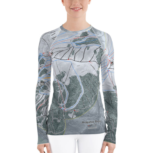 Arapahoe Basin, Colorado Ski Trail Map Women's Base Layer Top - Powderaddicts