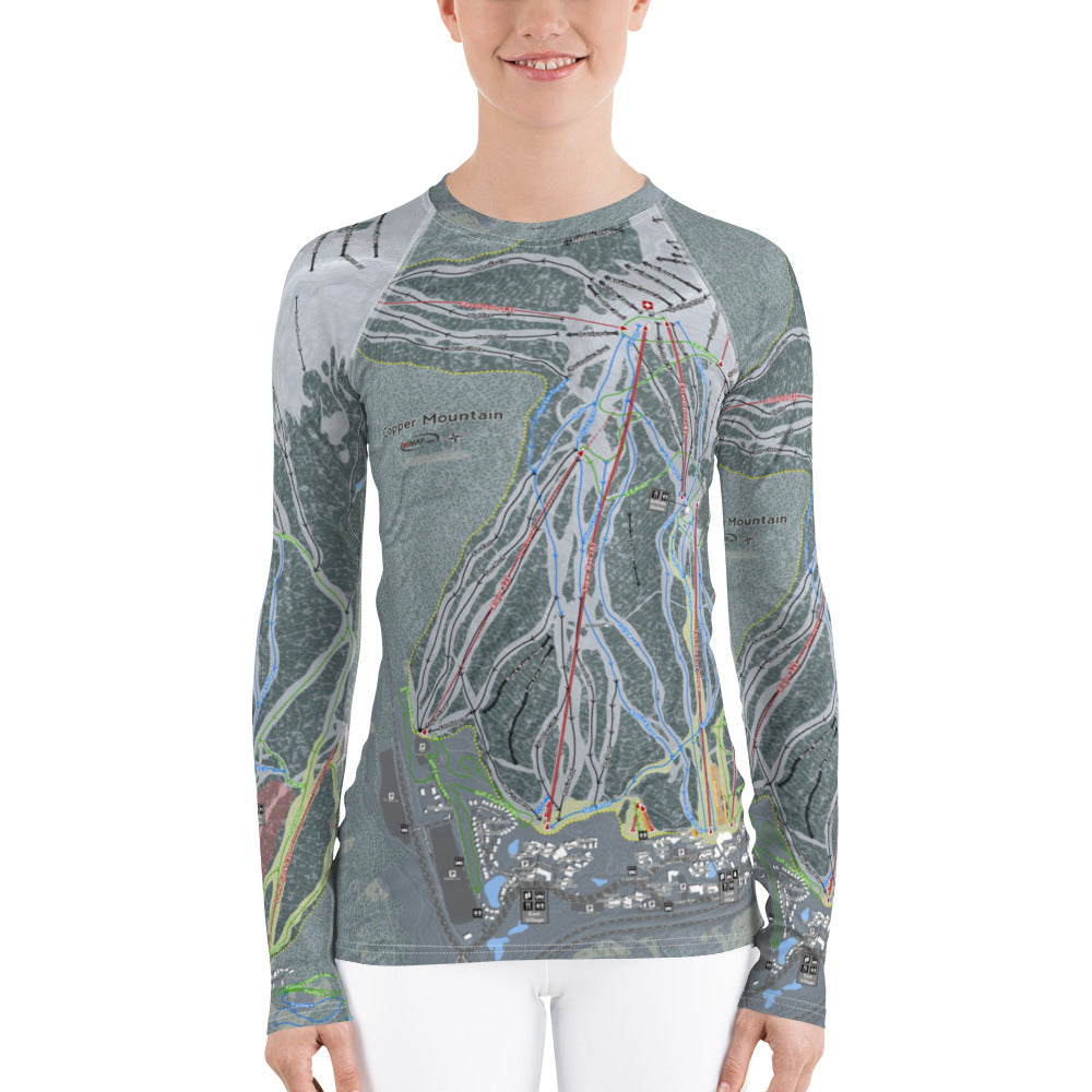 Copper Mountain, Colorado Ski Trail Map Women&#39;s Base Layer Top - Powderaddicts