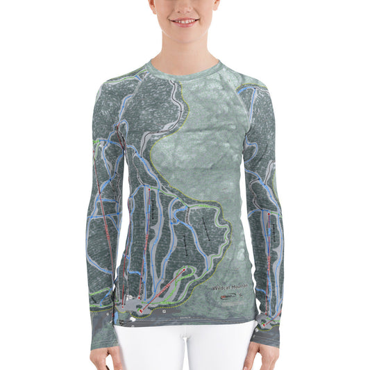 Wildcat Mountain, New Hampshire Ski Trail Map Women's Base Layer Top - Powderaddicts