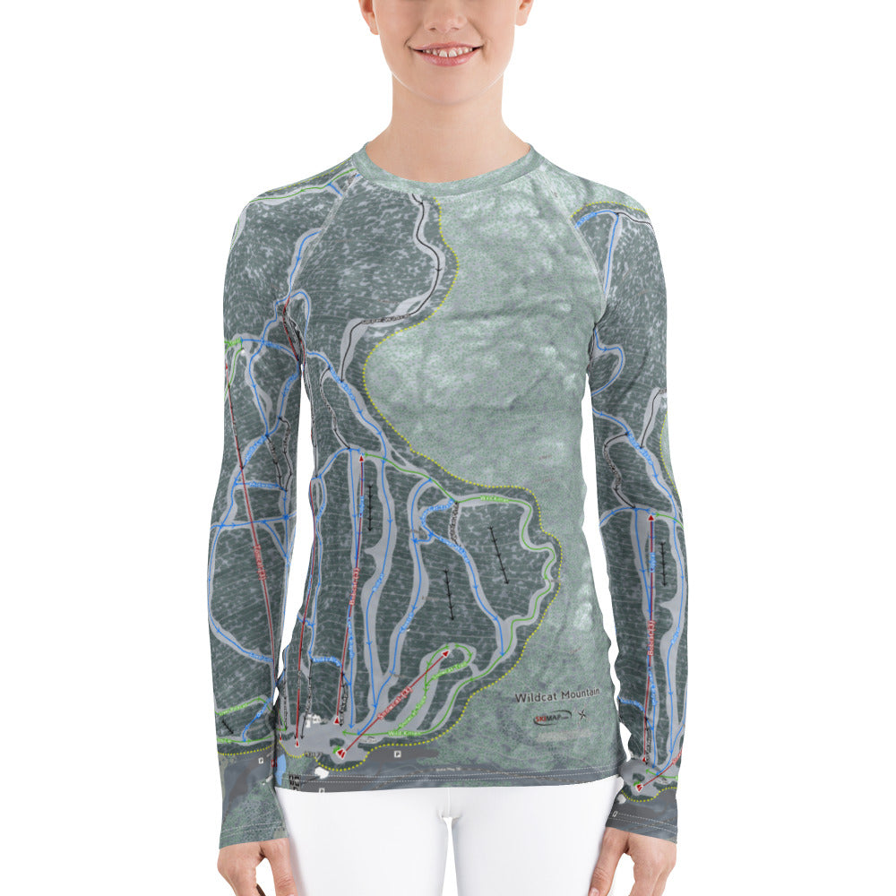 Wildcat Mountain, New Hampshire Ski Trail Map Women's Base Layer Top - Powderaddicts