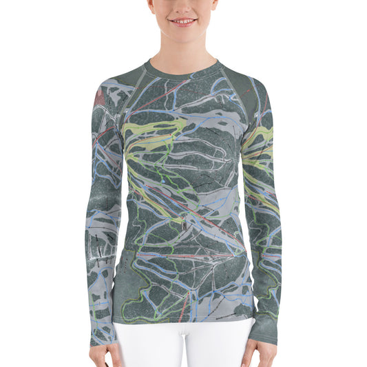 Fernie, British Columbia Ski Trail Map Women's Base Layer Top - Powderaddicts