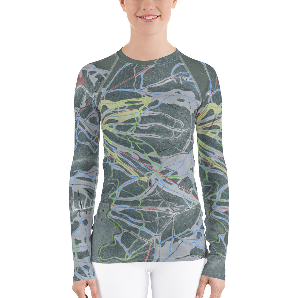 Fernie, British Columbia Ski Trail Map Women&#39;s Base Layer Top - Powderaddicts