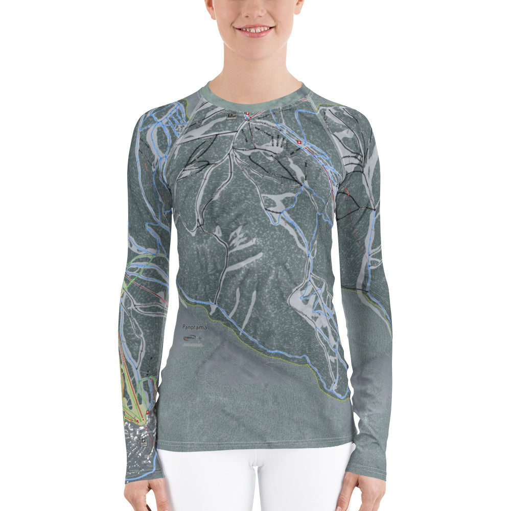 Panorama, British Columbia Ski Trail Map Men's Base Layer Top - Powderaddicts