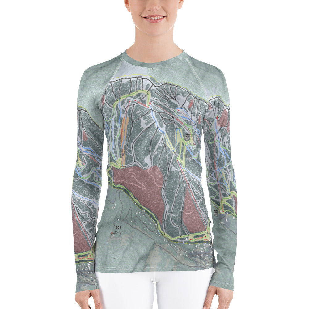 Taos, New Mexico Ski Trail Map Women&#39;s Base Layer Top - Powderaddicts