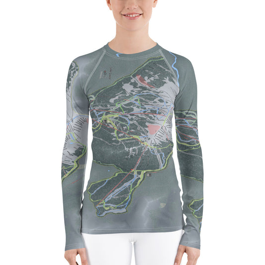 Lake Louise, Alberta Ski Trail Map Women's Base Layer Top - Powderaddicts
