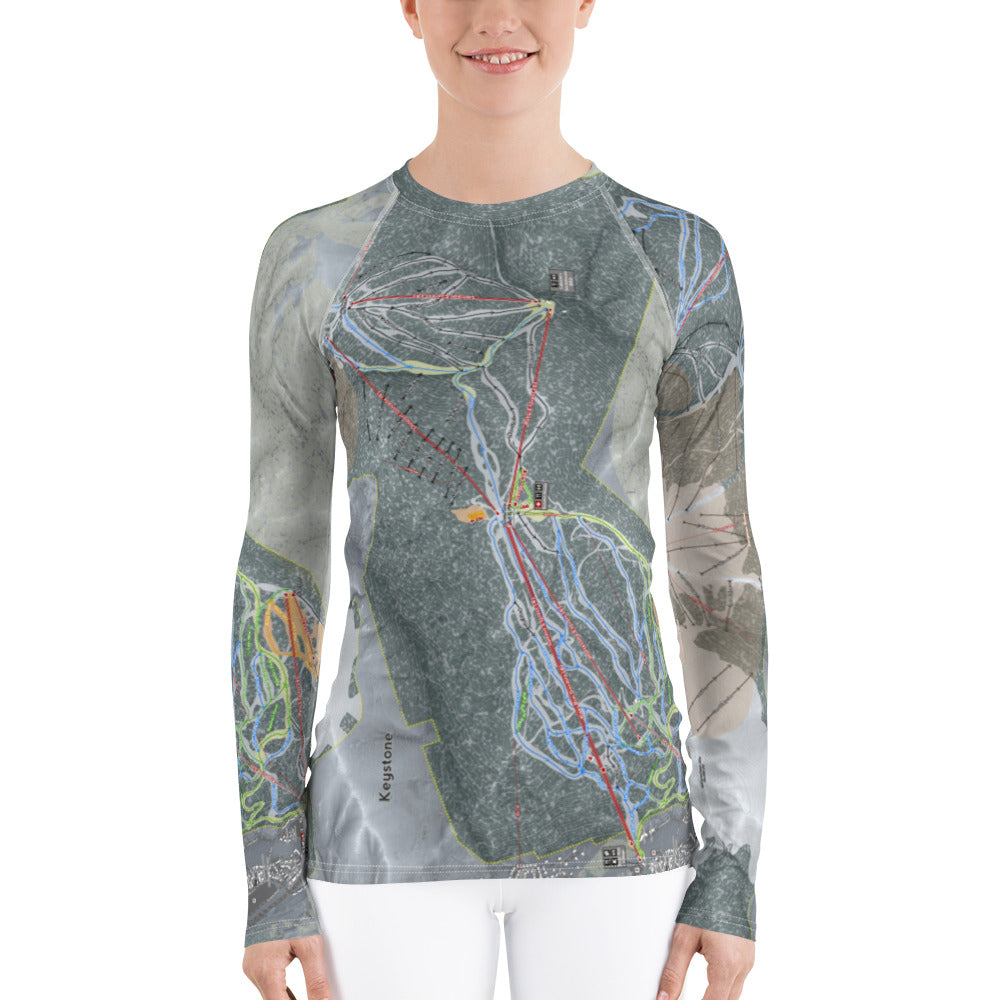 Keystone, Colorado Ski Trail Map Women&#39;s Base Layer Top - Powderaddicts