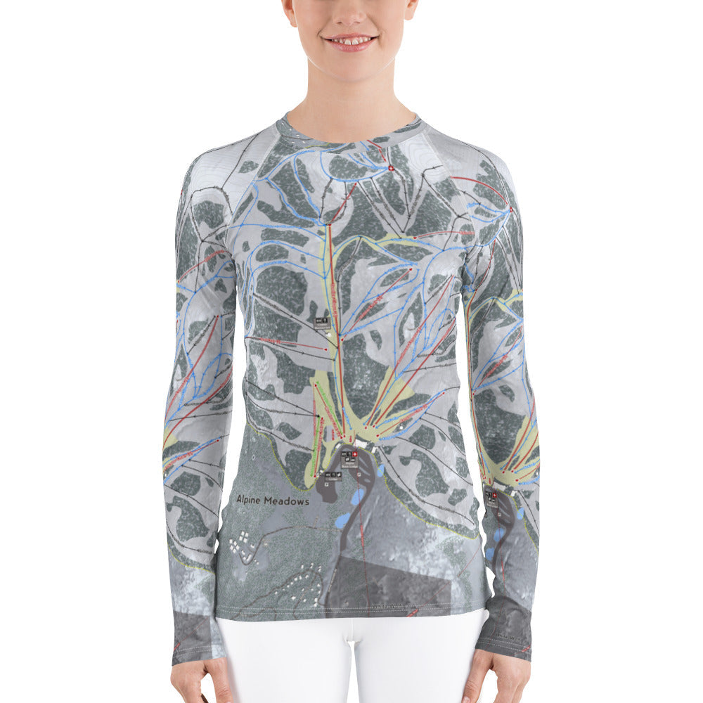 Alpine Meadows, California Ski Trail Map Women's Base Layers