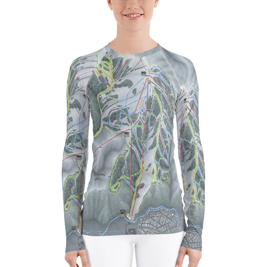 Sun Valley, Idaho Ski Trail Map Women's Base Layer Top - Powderaddicts