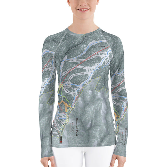 Diamond Peak, Nevada Ski Trail Map Women's Base Layer Top - Powderaddicts
