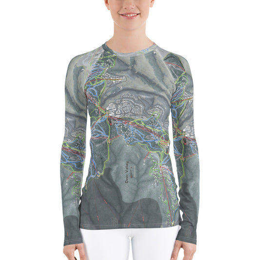 Deer Valley, Utah Ski Trail Map Women's Base Layer Top - Powderaddicts
