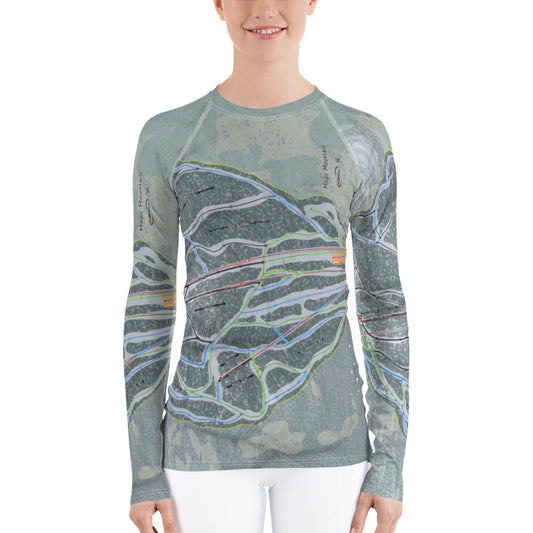 Magic Mountain, Vermont Ski Trail Map Women's Base Layer Top - Powderaddicts