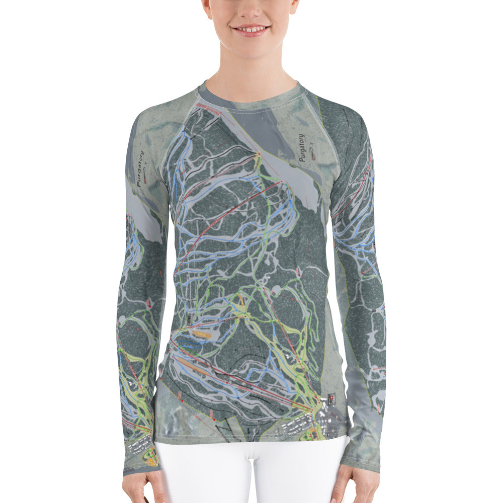 Purgatory, Colorado Ski Trail Map Women&#39;s Base Layer Top - Powderaddicts