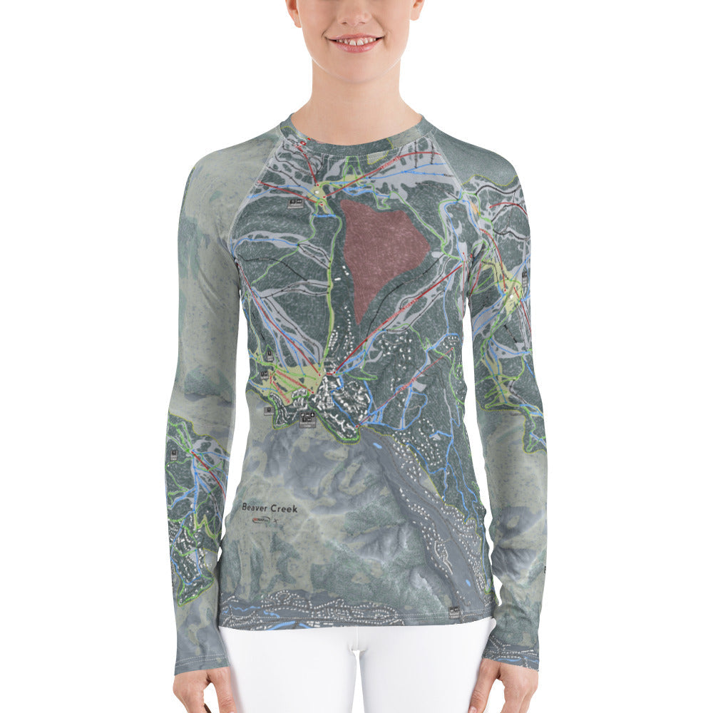 Beaver Creek, Colorado Ski Trail Map Women&#39;s Base Layer Top - Powderaddicts