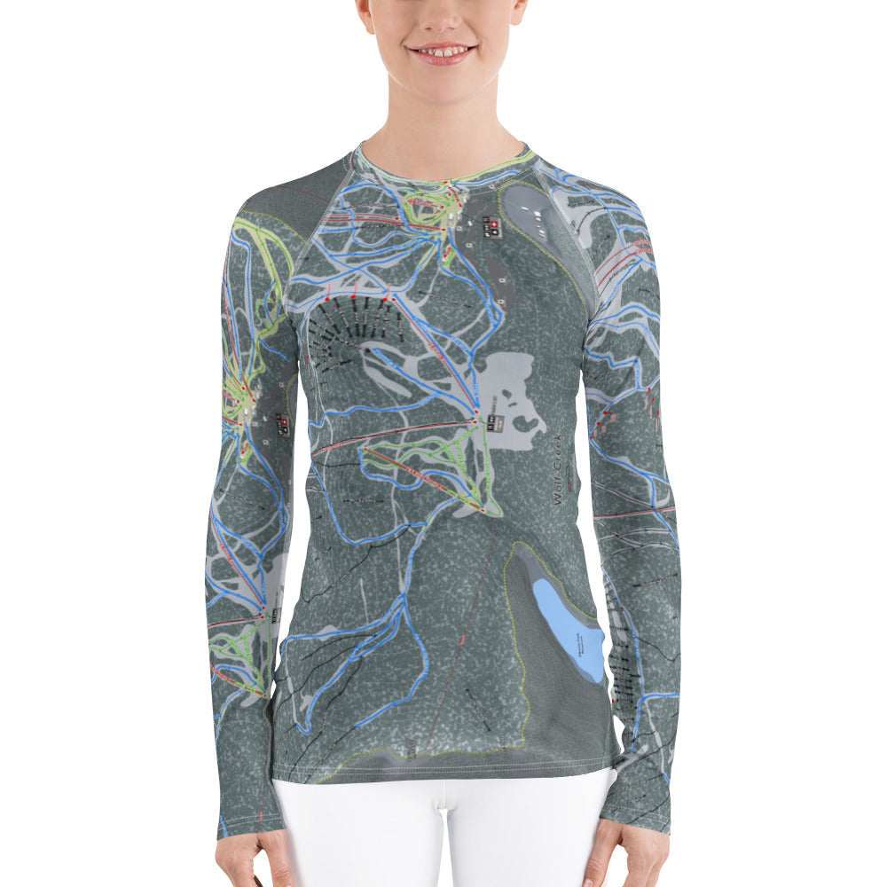 Wolf Creek, Colorado Ski Trail Map Women&#39;s Base Layer Top - Powderaddicts