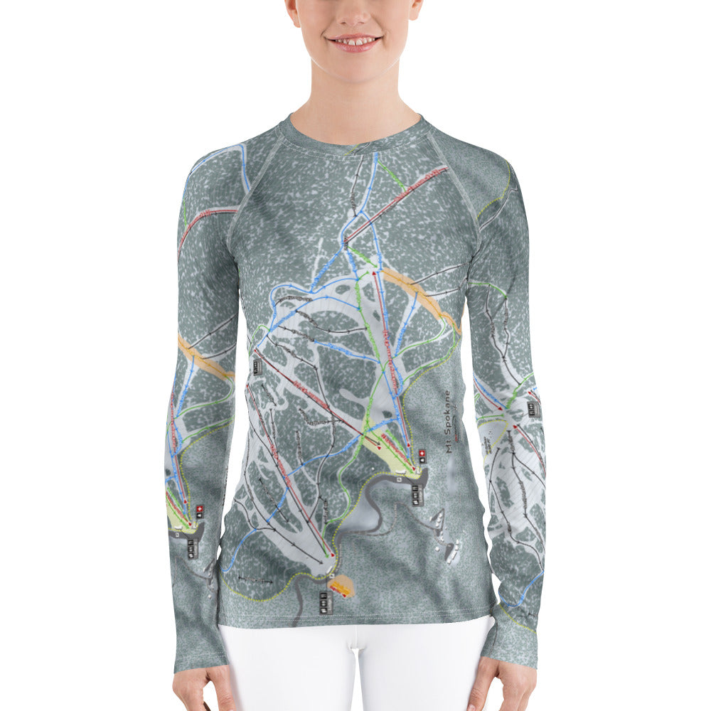 Mt. Spokane, Washington Ski Trail Map Women's Base Layers