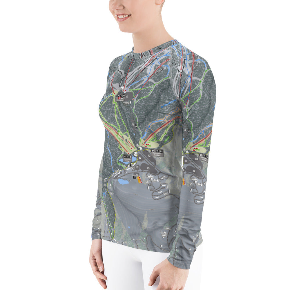 Killington, Vermont Ski Trail Map Women&#39;s Base Layer Top - Powderaddicts