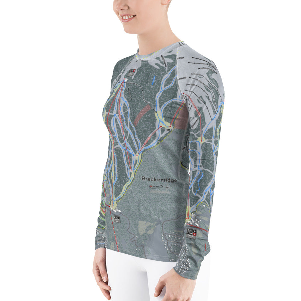 Breckenridge, Colorado Ski Trail Map Women's Base Layer Top - Powderaddicts