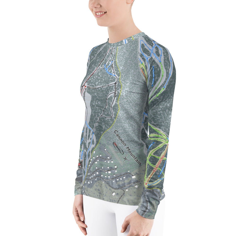 Cannon Mountain, New Hampshire Ski Trail Map Women&#39;s Base Layer Top - Powderaddicts
