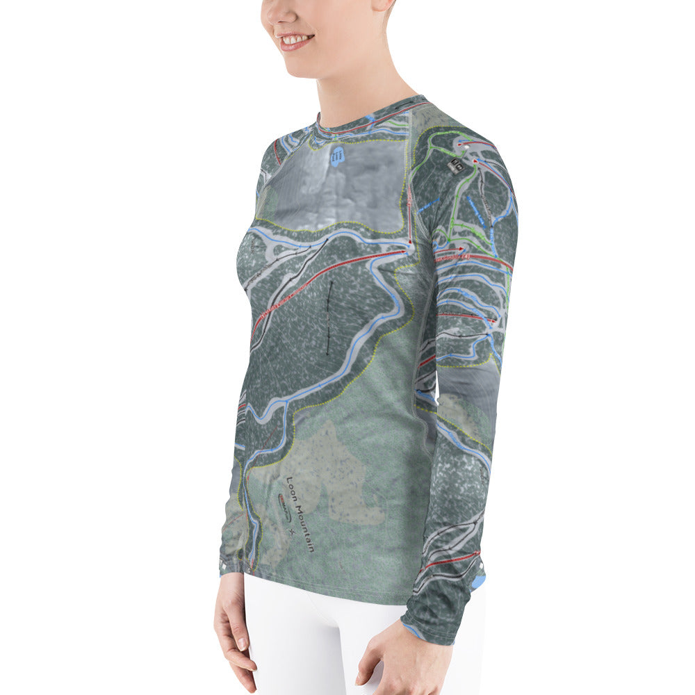 Loon Mountain, New Hampshire Ski Trail Map Women&#39;s Base Layer Top - Powderaddicts
