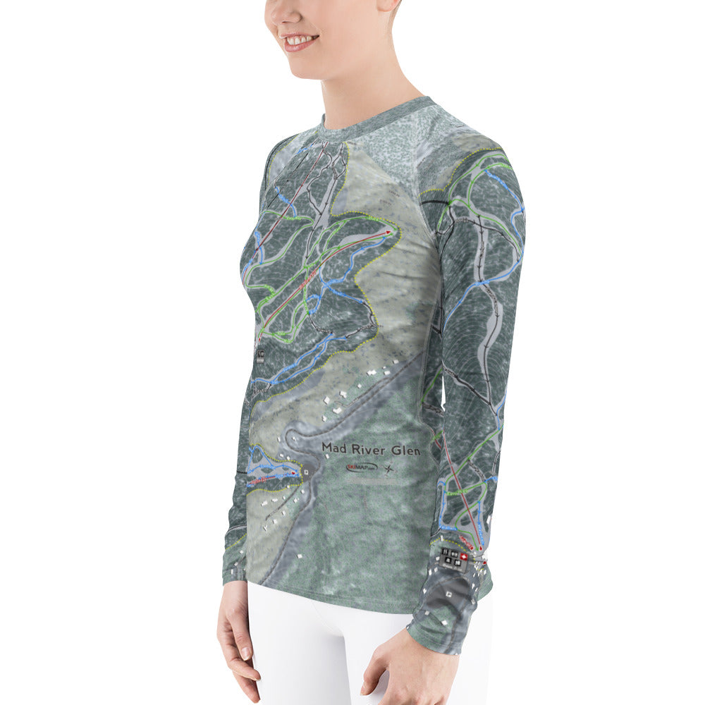 Mad River Glen, Vermont Ski Trail Map Women&#39;s Base Layer Top - Powderaddicts