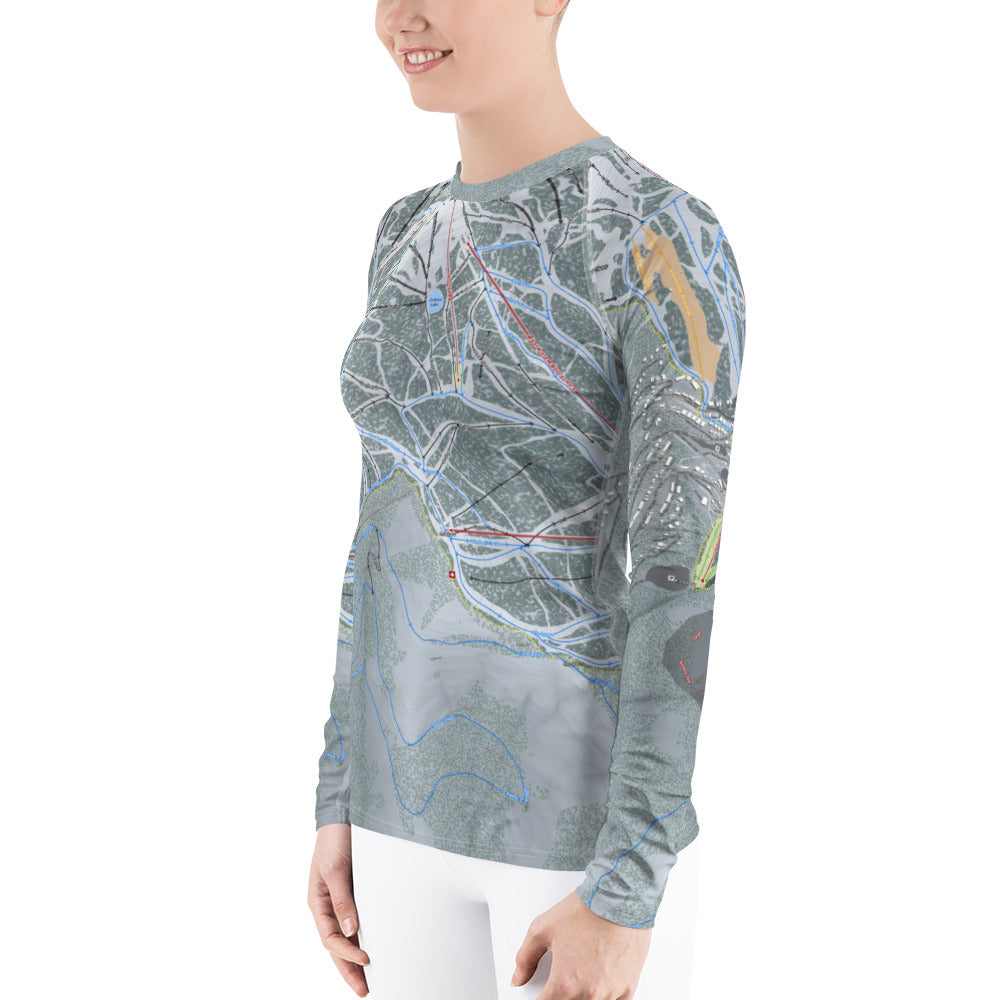 Schweitzer, Idaho Ski Trail Map Women's Base Layer Top - Powderaddicts