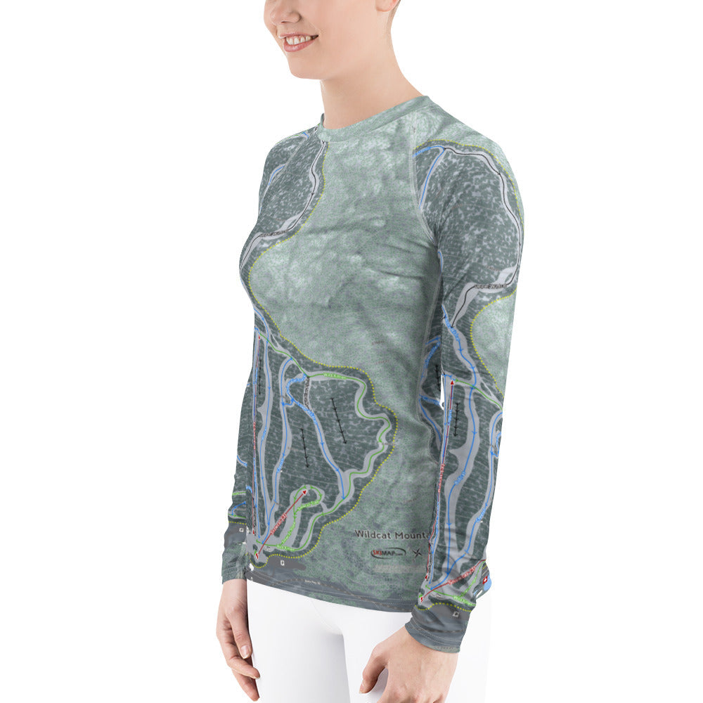 Wildcat Mountain, New Hampshire Ski Trail Map Women's Base Layer Top - Powderaddicts
