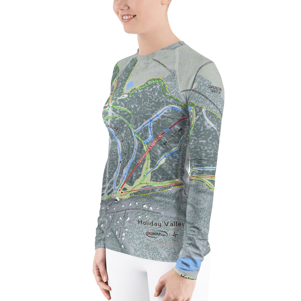 Holiday Valley, New York Ski Trail Map Women's Base Layer Top - Powderaddicts