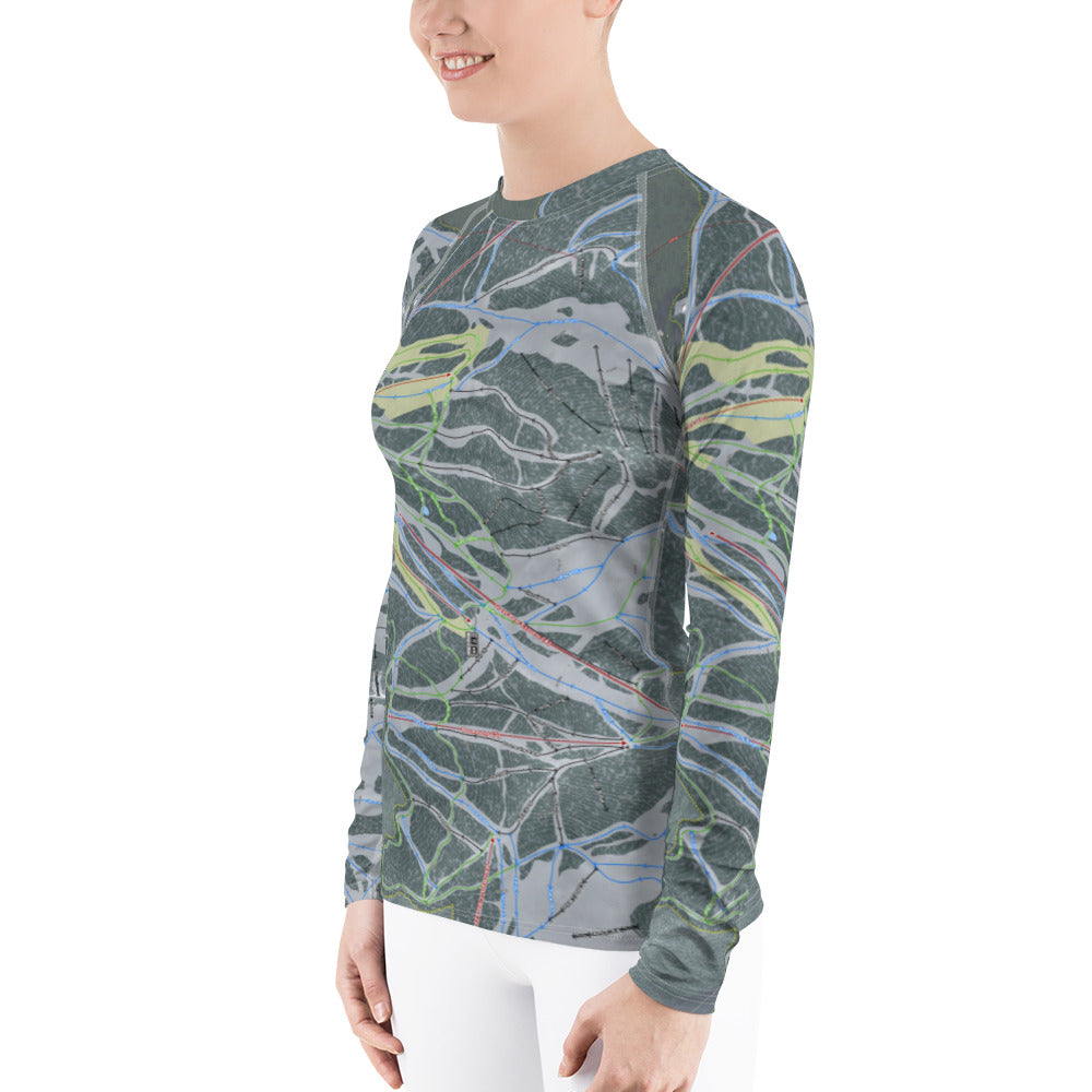 Fernie, British Columbia Ski Trail Map Women's Base Layer Top - Powderaddicts