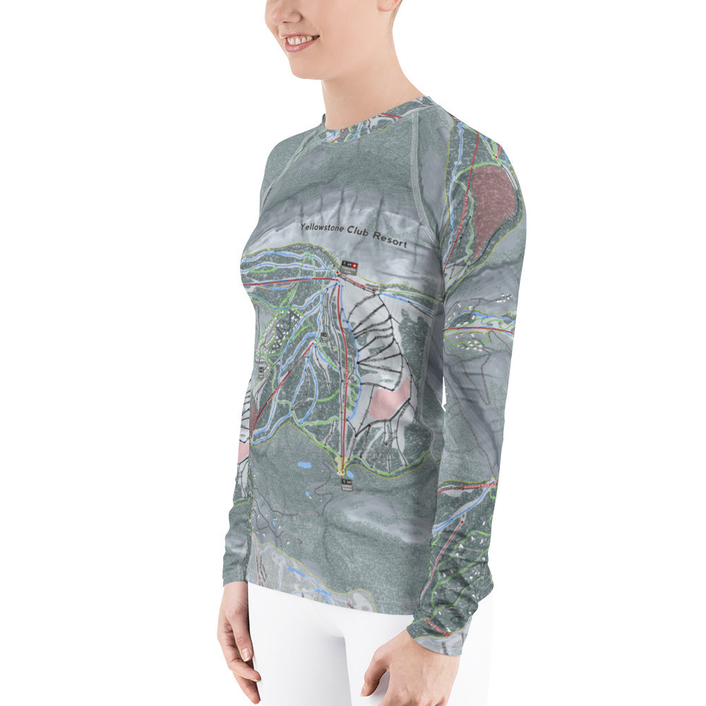 Yellowstone Club, Montana Ski Trail Map Women's Base Layer Top - Powderaddicts