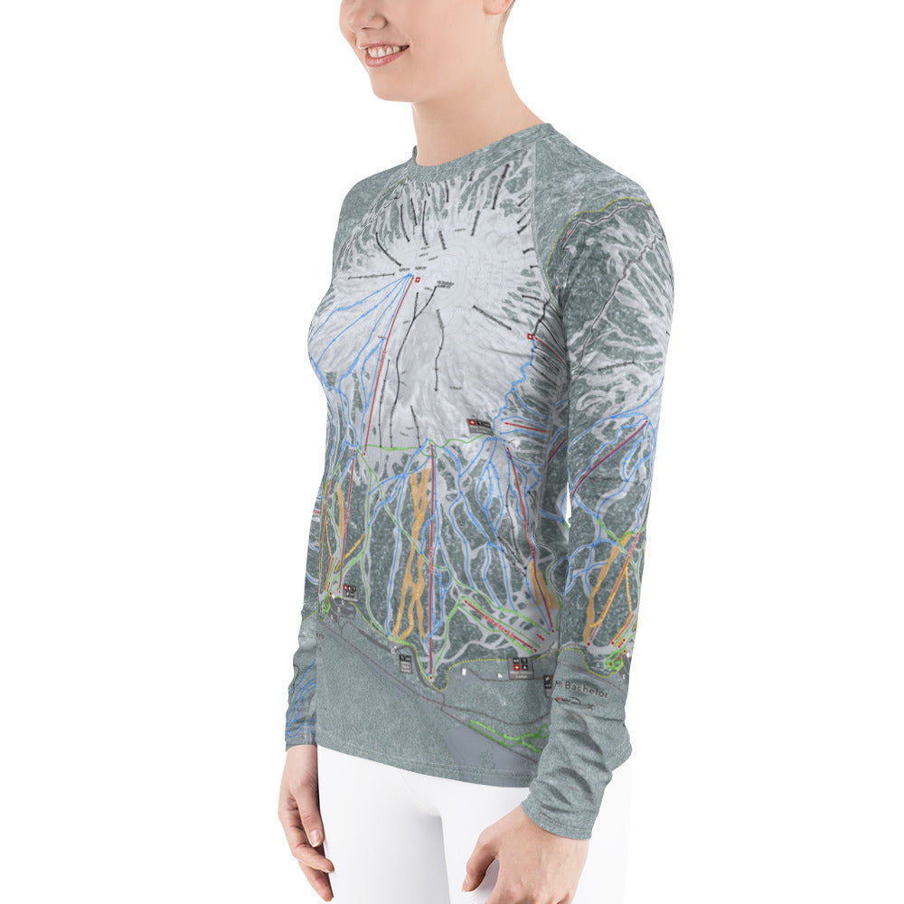 Mt Bachelor, Oregon Ski Trail Map Women's Base Layer Top - Powderaddicts