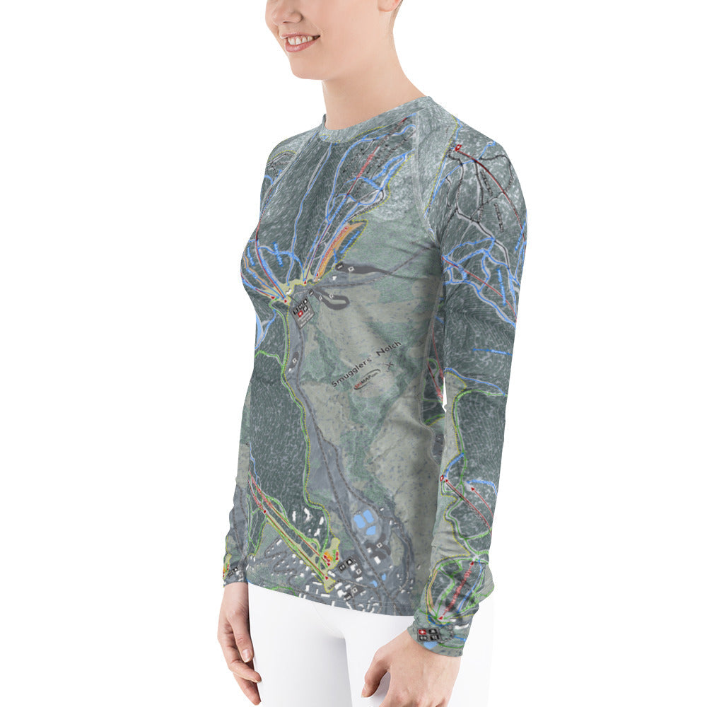 Smuggler&#39;s Notch, Vermont Ski Trail Map Women&#39;s Base Layer Top - Powderaddicts