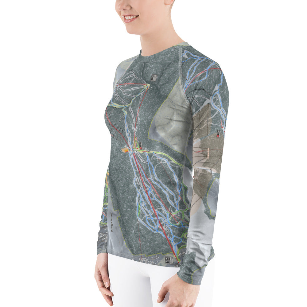 Keystone, Colorado Ski Trail Map Women&#39;s Base Layer Top - Powderaddicts
