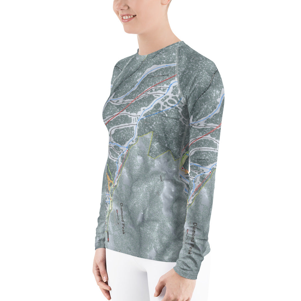 Diamond Peak, Nevada Ski Trail Map Women&#39;s Base Layer Top - Powderaddicts