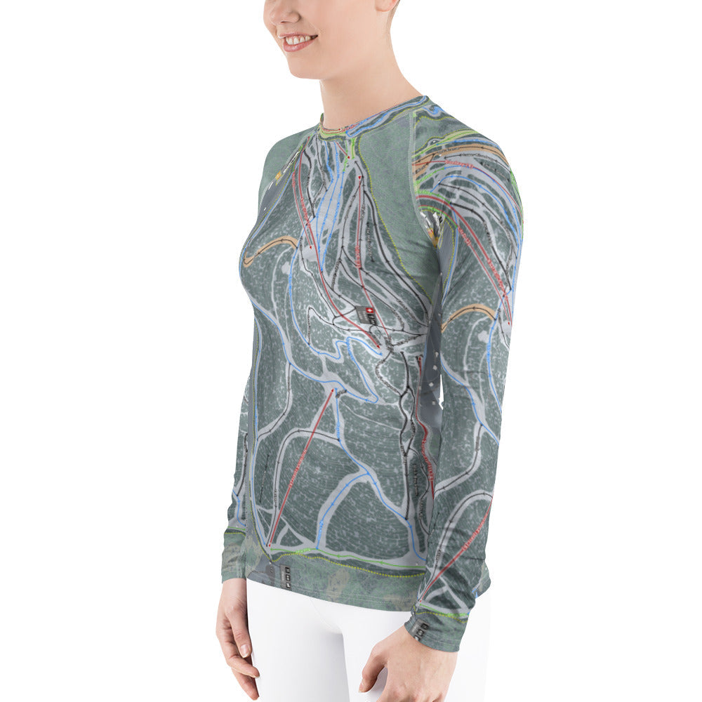 Hunter Mountain, New York Ski Trail Map Women's Base Layer Top - Powderaddicts
