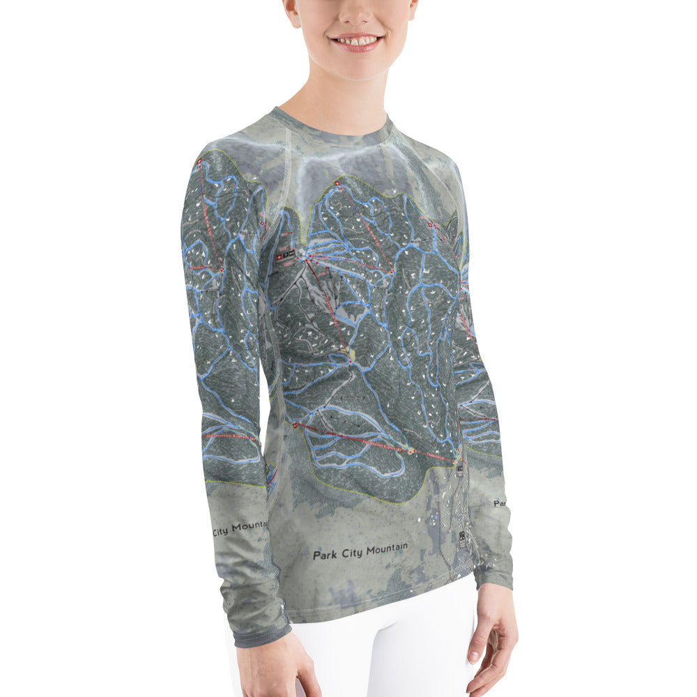 Park City, Utah Ski Trail Map Women&#39;s Base Layer Top - Powderaddicts