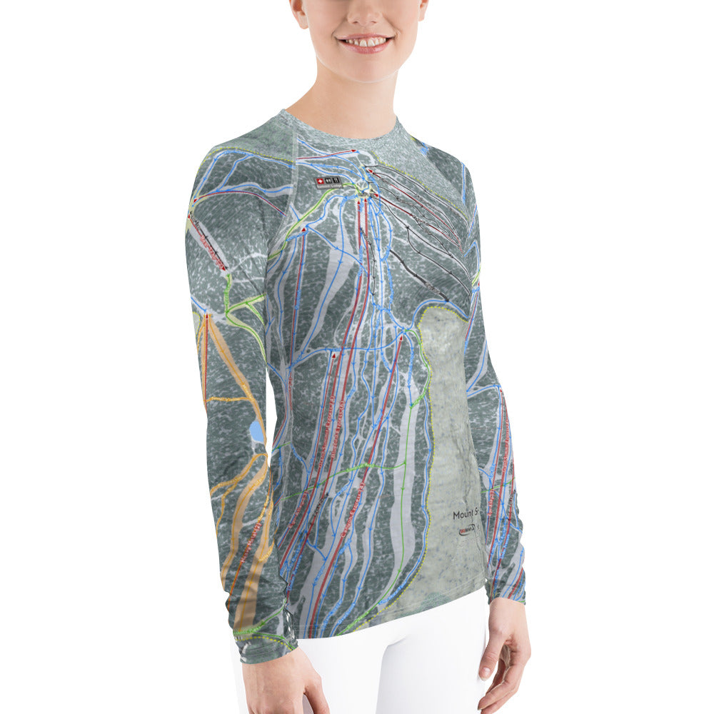 Mount Snow, Vermont Ski Trail Map Women&#39;s Base Layer Top - Powderaddicts