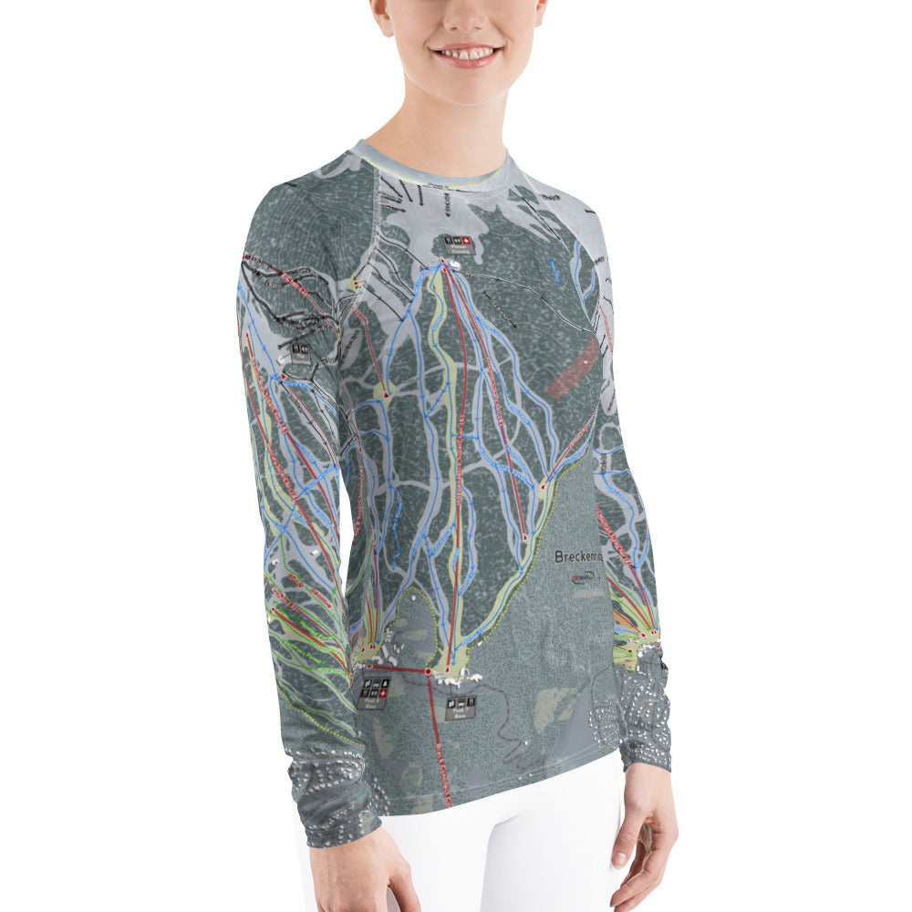 Breckenridge, Colorado Ski Trail Map Women's Base Layer Top - Powderaddicts