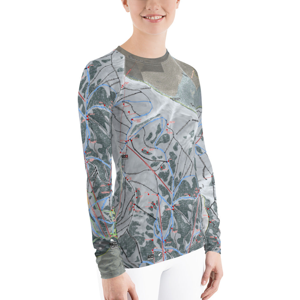 Snowbird, Utah Ski Trail Map Women&#39;s Base Layer Top - Powderaddicts
