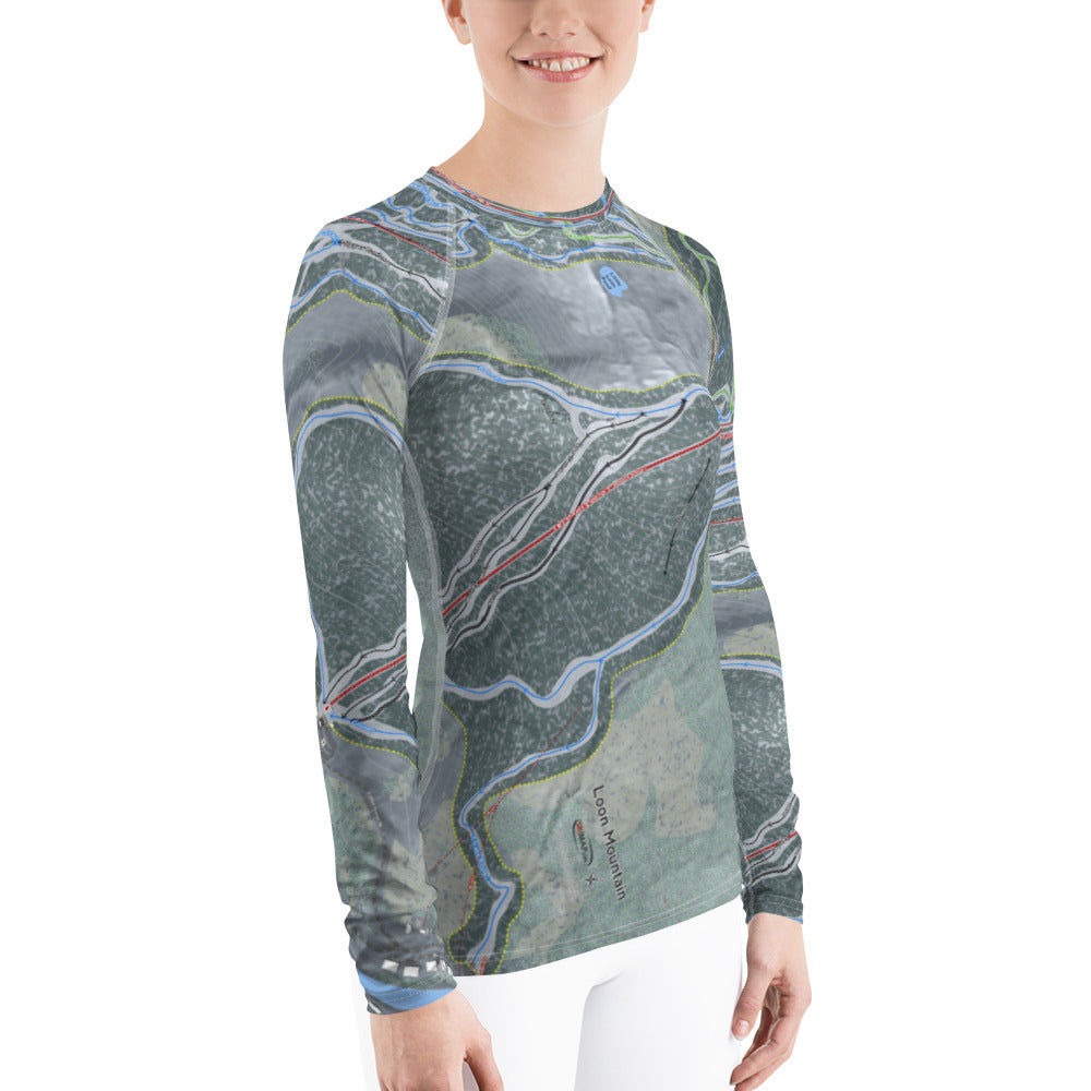 Loon Mountain, New Hampshire Ski Trail Map Women&#39;s Base Layer Top - Powderaddicts