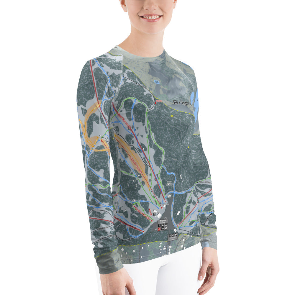Brighton, Utah Ski Trail Map Women's Base Layer Top - Powderaddicts