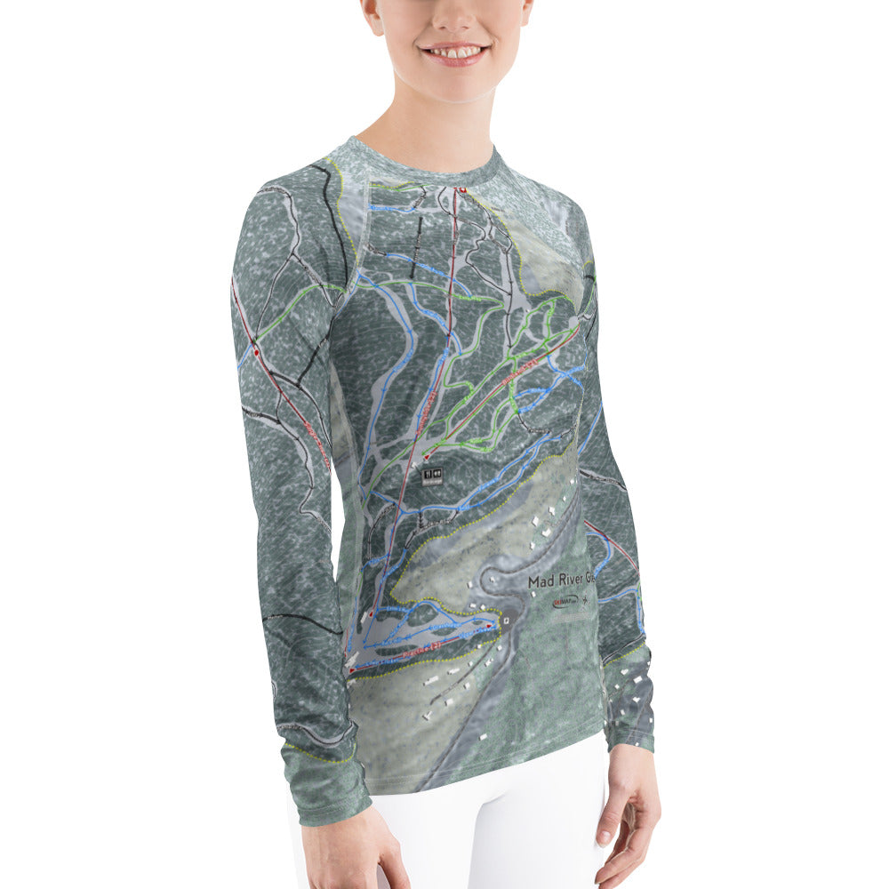 Mad River Glen, Vermont Ski Trail Map Women&#39;s Base Layer Top - Powderaddicts