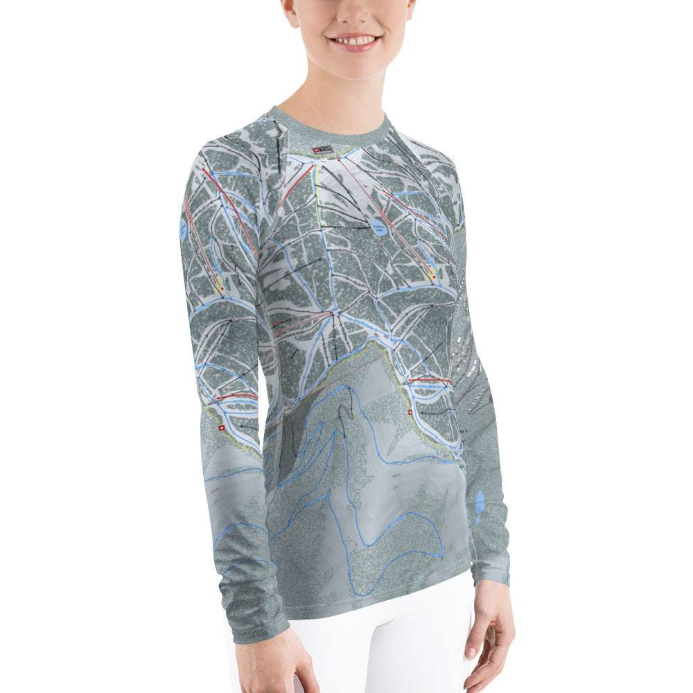 Schweitzer, Idaho Ski Trail Map Women's Base Layer Top - Powderaddicts