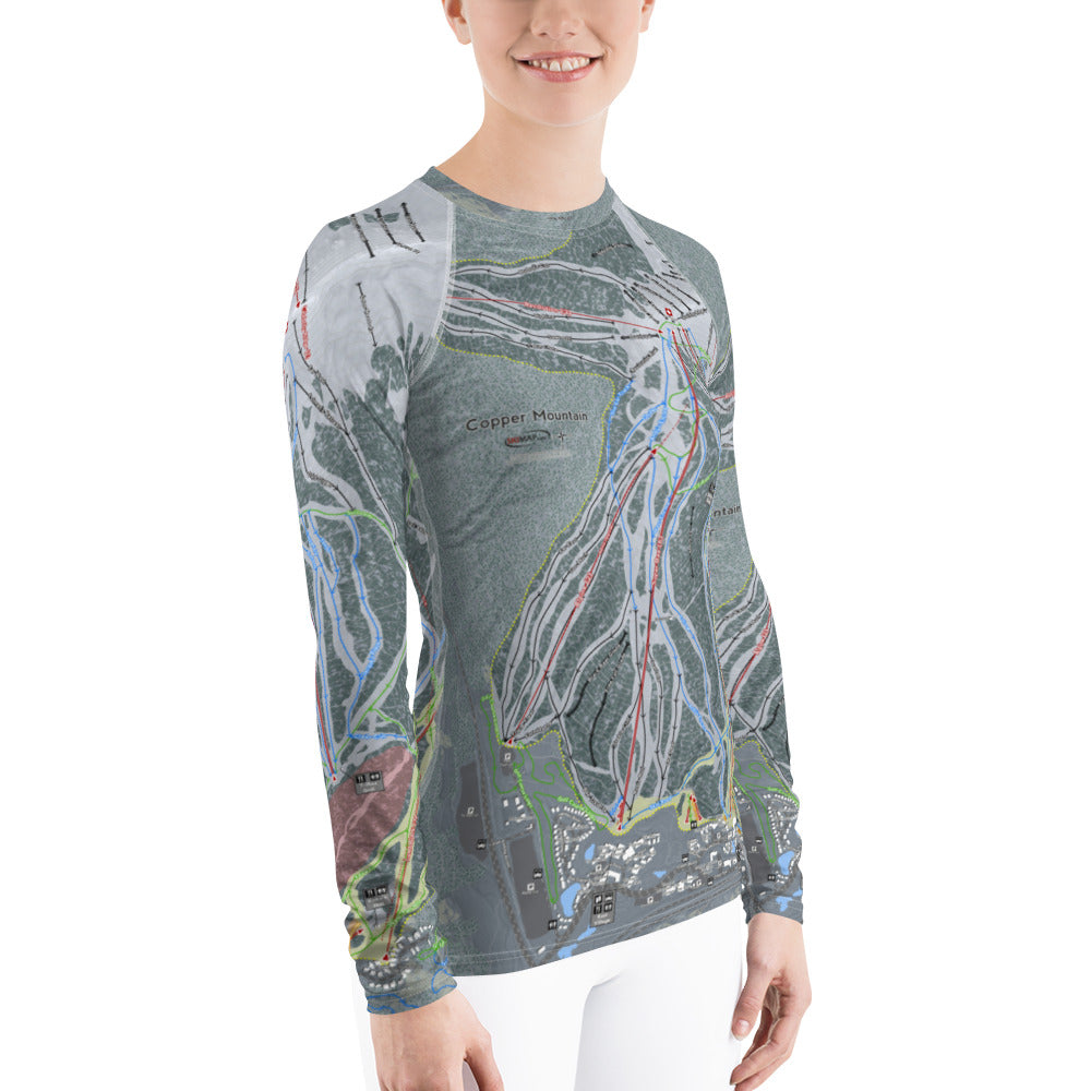 Copper Mountain, Colorado Ski Trail Map Women&#39;s Base Layer Top - Powderaddicts