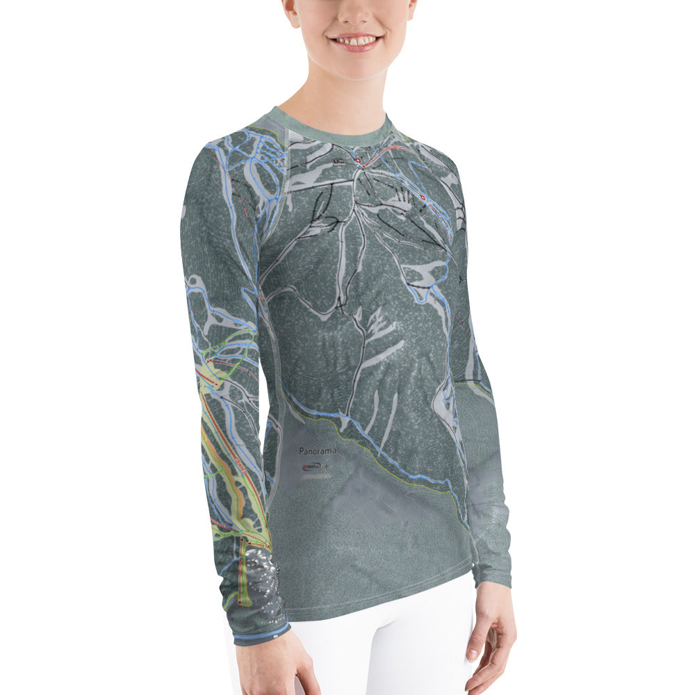 Panorama, British Columbia Ski Trail Map Men's Base Layer Top - Powderaddicts